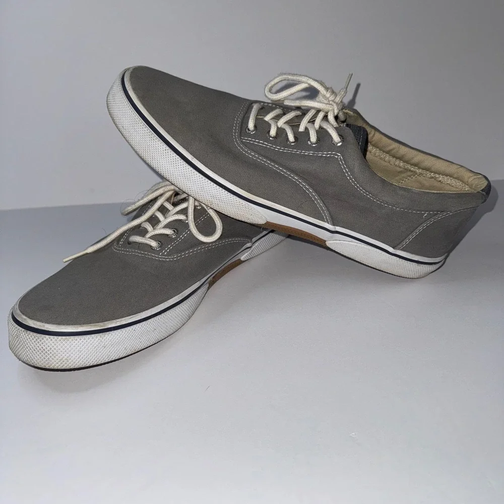 Mens 13 Sperry Striper II CVO Sneakers Gray Excellent Canvas Low Top Deck Shoes